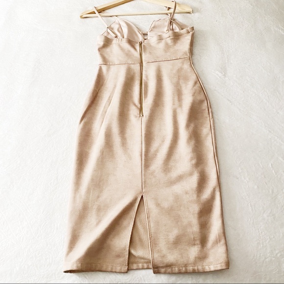 Faux Tan Suede Bodycon Dress - Picture 2 of 10